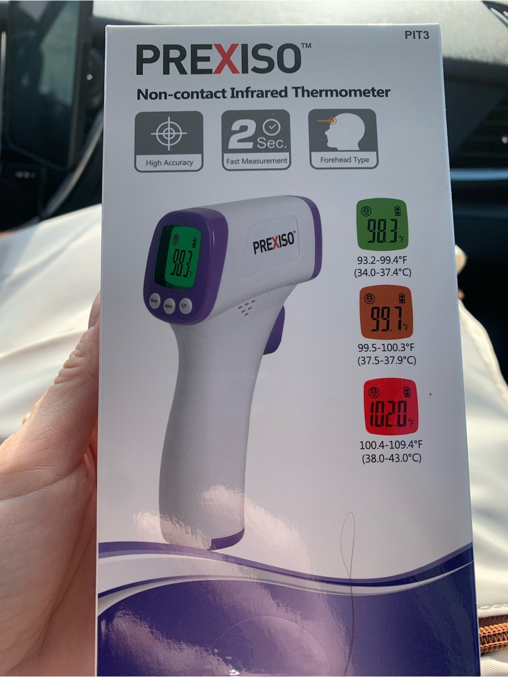 PREXISO Non-Contact Infrared Thermometer - White & Purple